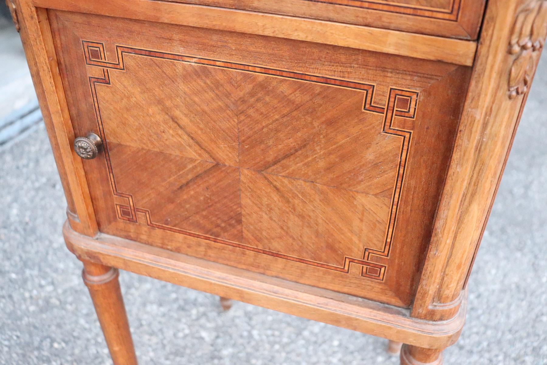 Rosewood 20th Century Italian Louis XVI Style Marquetry Wood Side Table or Nightstand