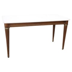 20th Century Italian Louis XVI Style Walnut Coffee Table Sofa Table with Marble