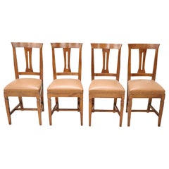 20th Century Italian Louis XVI Style Walnut Wood Four Chairs