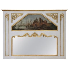 20th Century, Italian Louis XVI Style Wood Lacquered and Gilded Fireplace Mirror