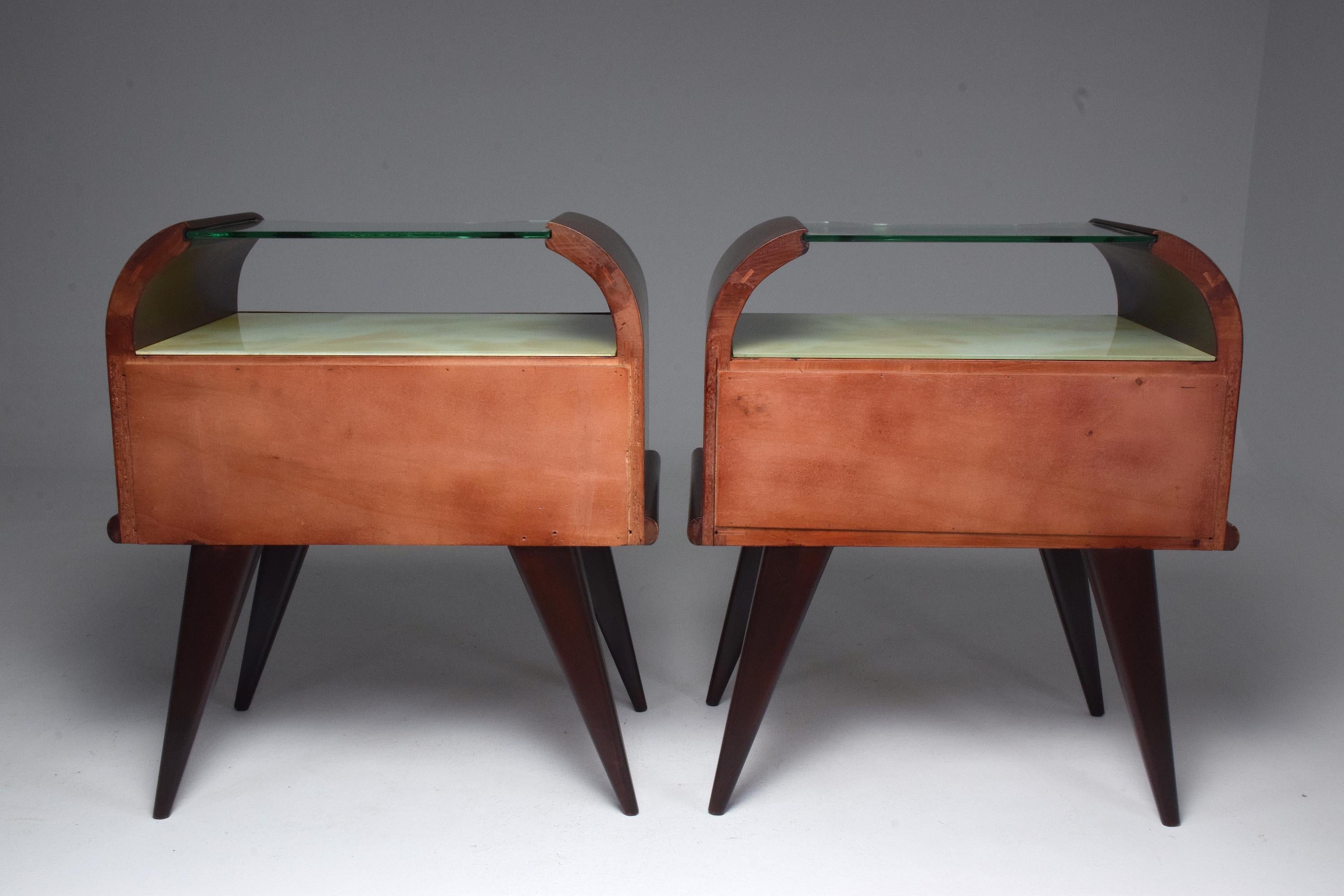 20th Century Italian Mahogany Nightstands, 1950s 13