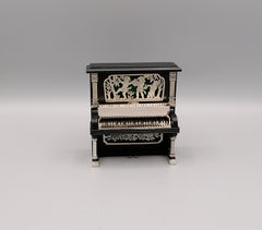20th Century Italian Miniature Mahogany Piano Sterling Silver Details