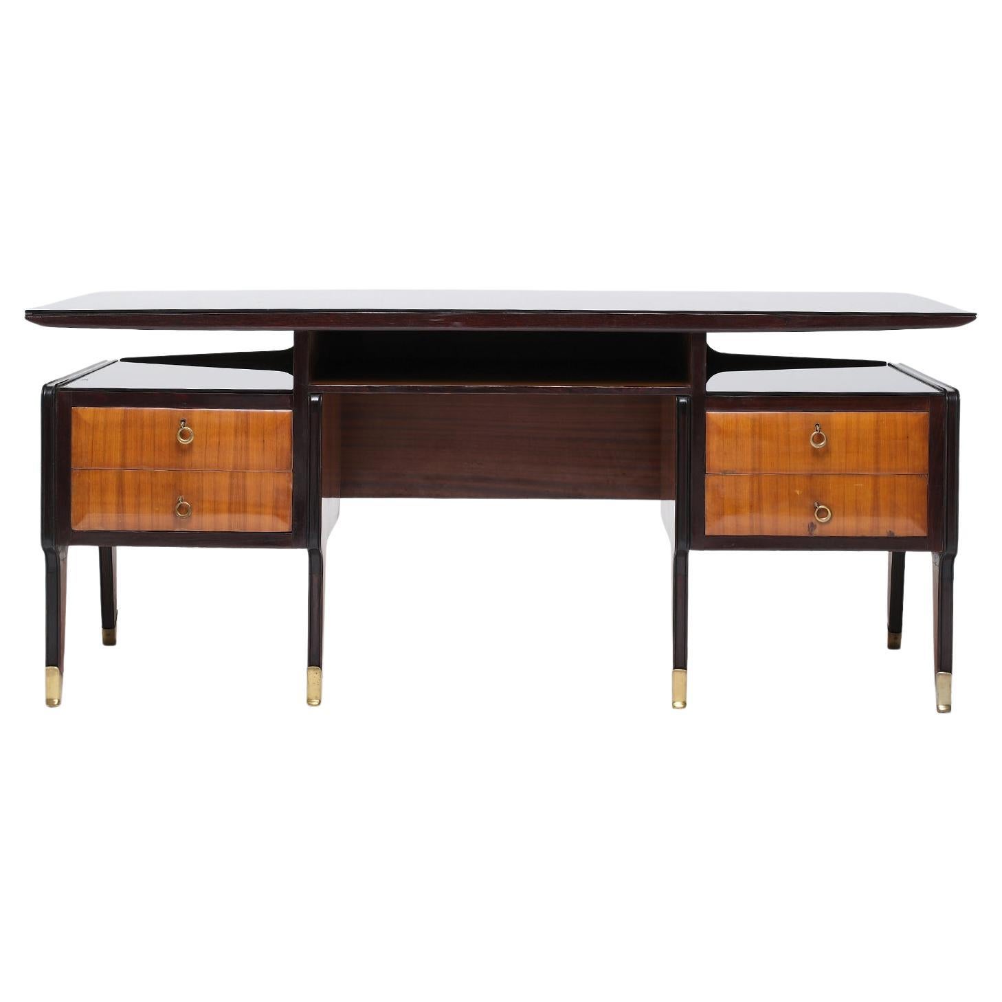 20th Century Italian Mahogany Writing Table - Vintage Desk by Vittorio Dassi For Sale