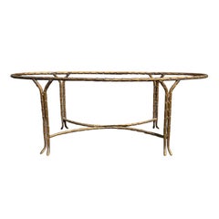 20th Century Italian Maison Jansen Style Gilded Bronze Oval Coffee Table Base