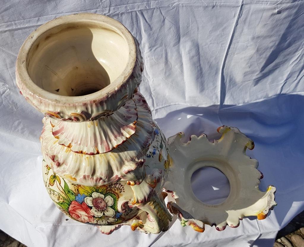 20th Century Italian Majolica Center Vase, Italy Liberty Art Nouveau Bassano For Sale 7