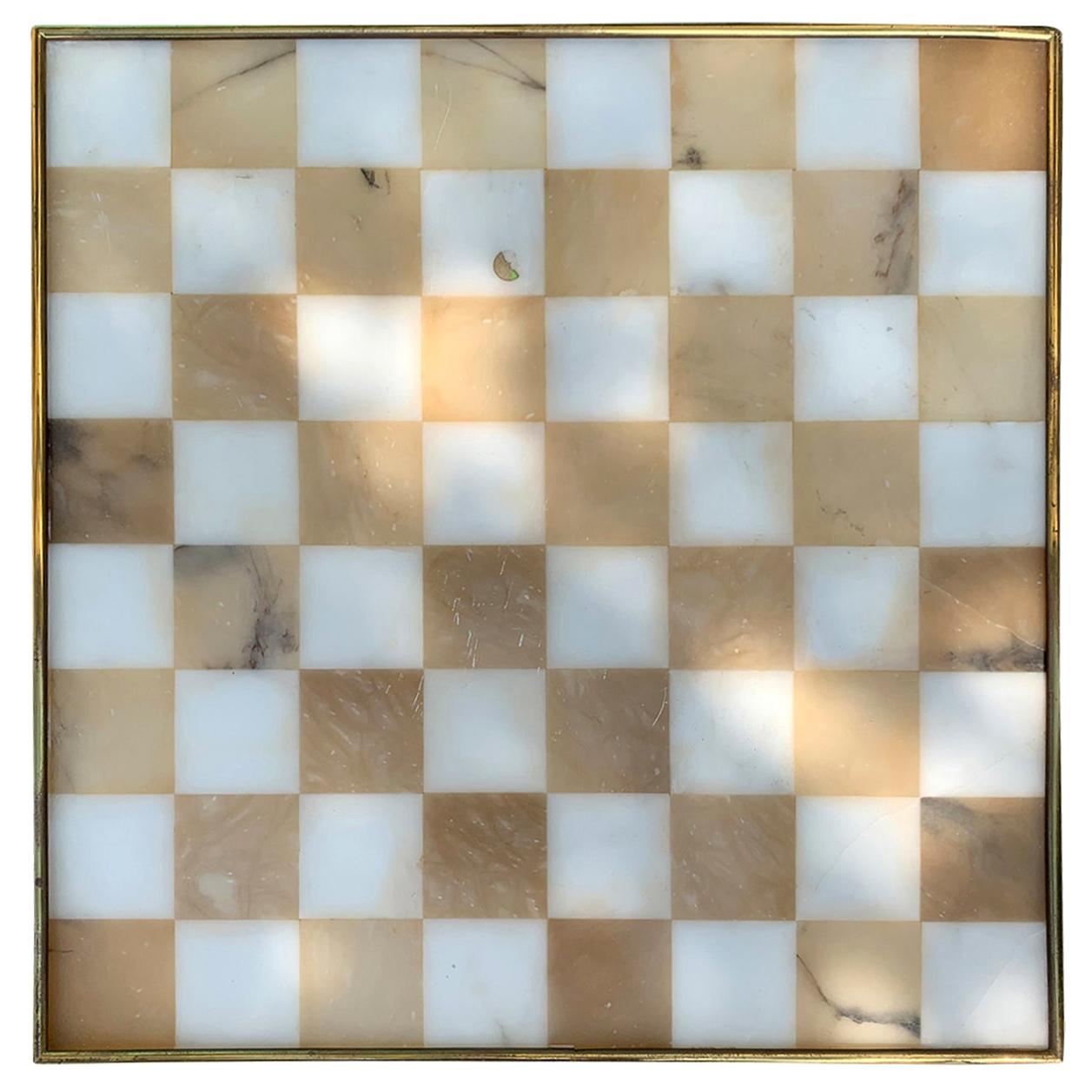 20th Century Italian Marble and Brass Chess Board, circa 1970s