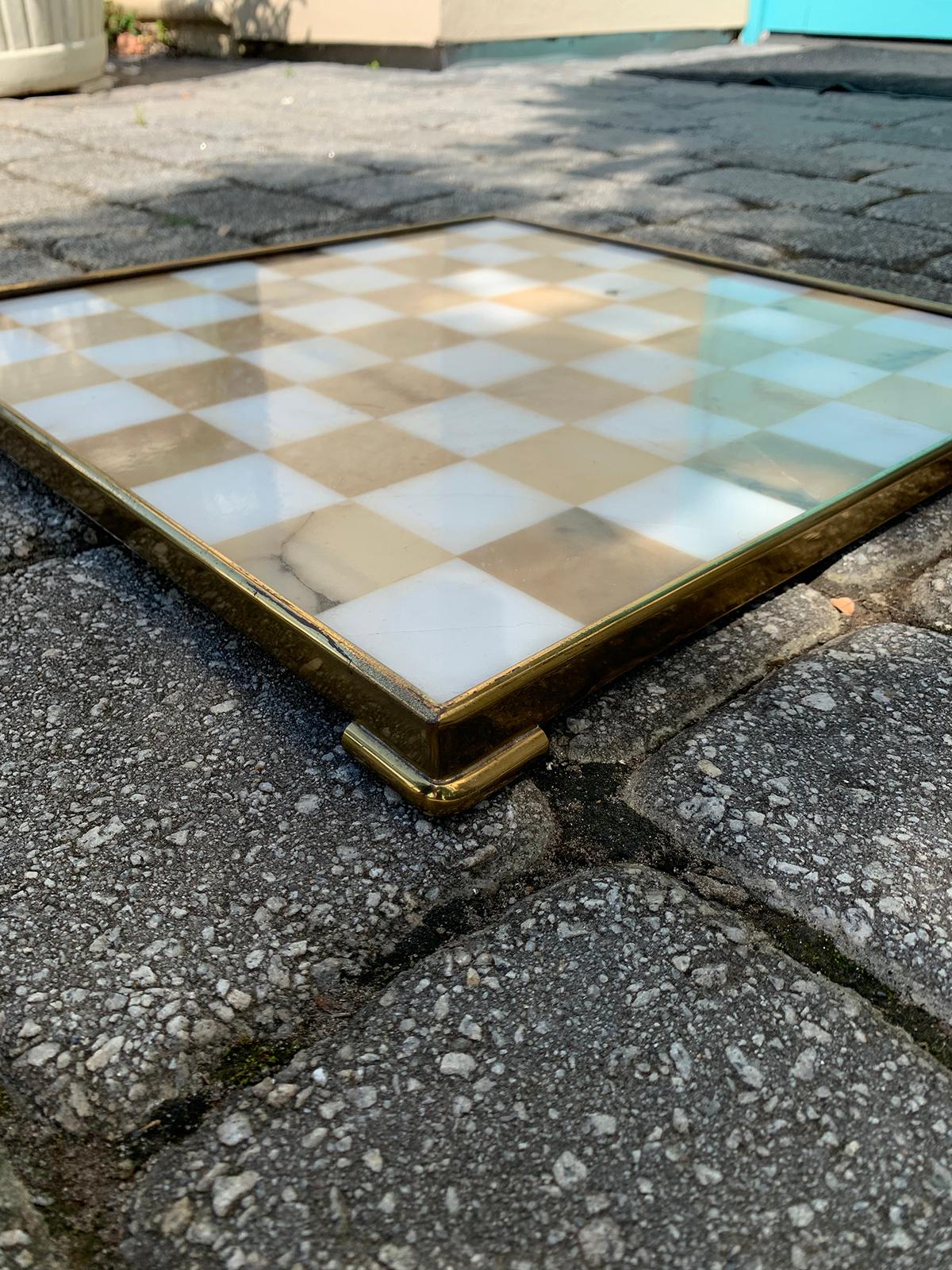 20th Century Italian Marble and Brass Chess Board, circa 1970s 1