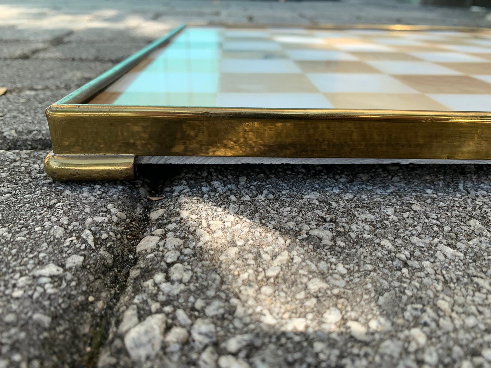 20th Century Italian Marble and Brass Chess Board, circa 1970s 2