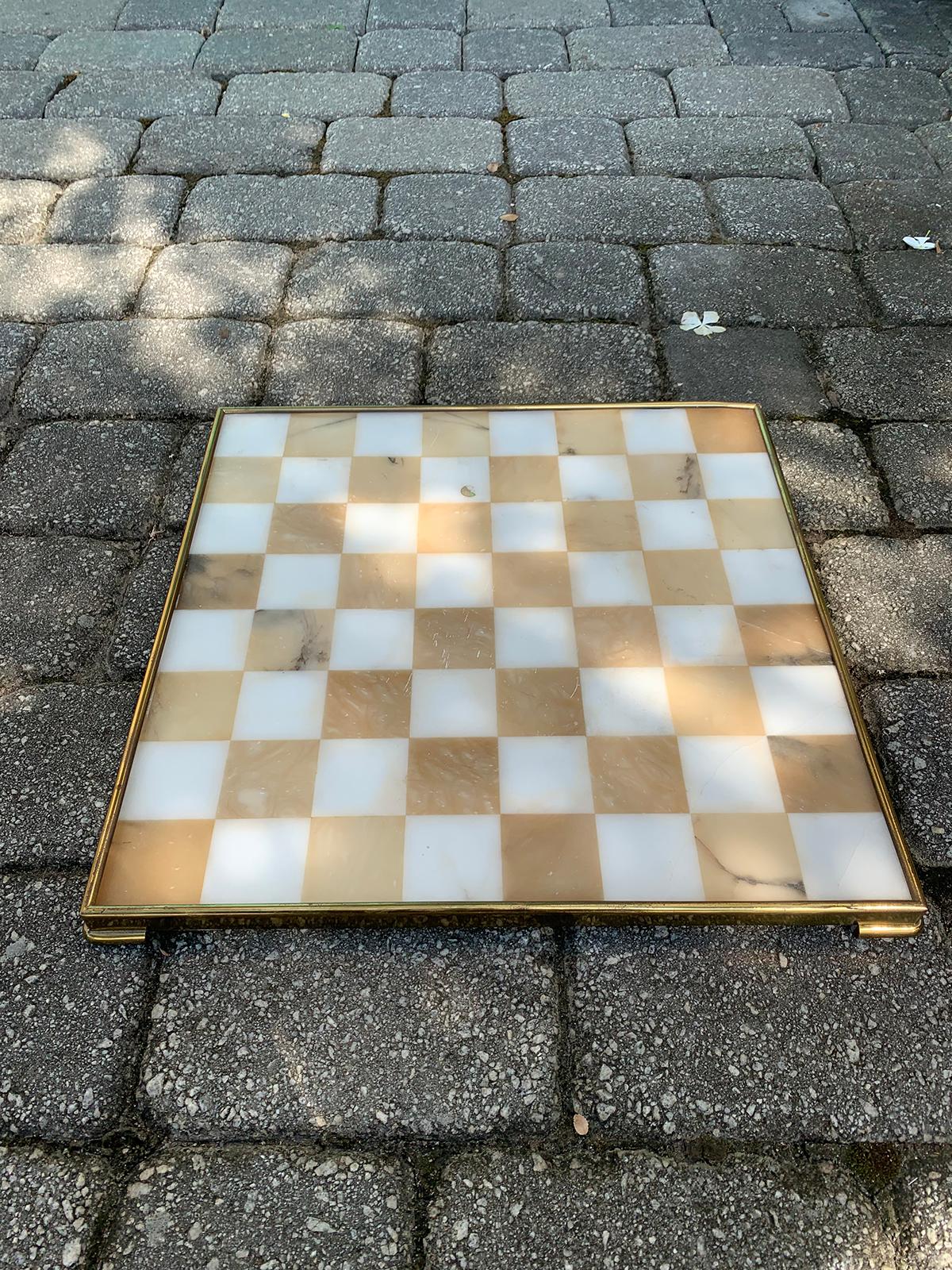 20th Century Italian Marble and Brass Chess Board, circa 1970s 3