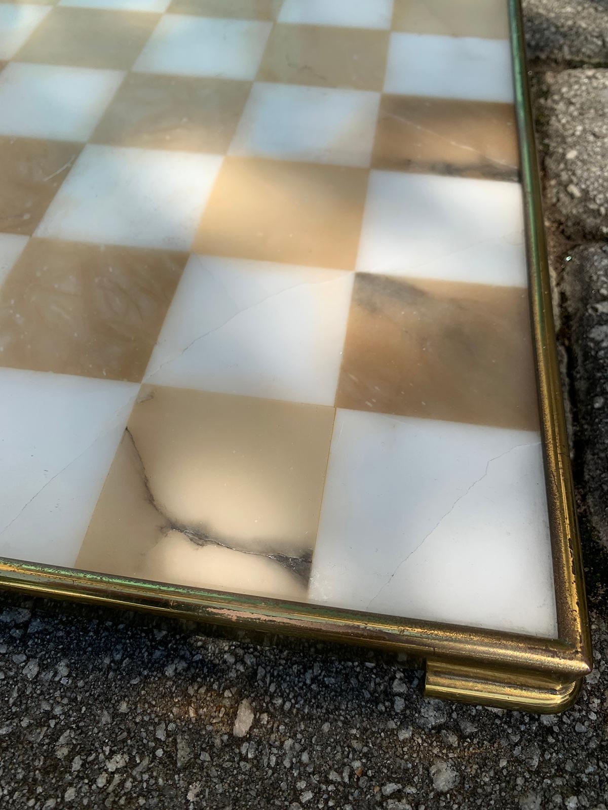 20th Century Italian Marble and Brass Chess Board, circa 1970s 4
