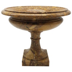 yellow italian marble 20th Century Italian Marble Breccia Yellow Sculpture Pair of Vases Neoclassica