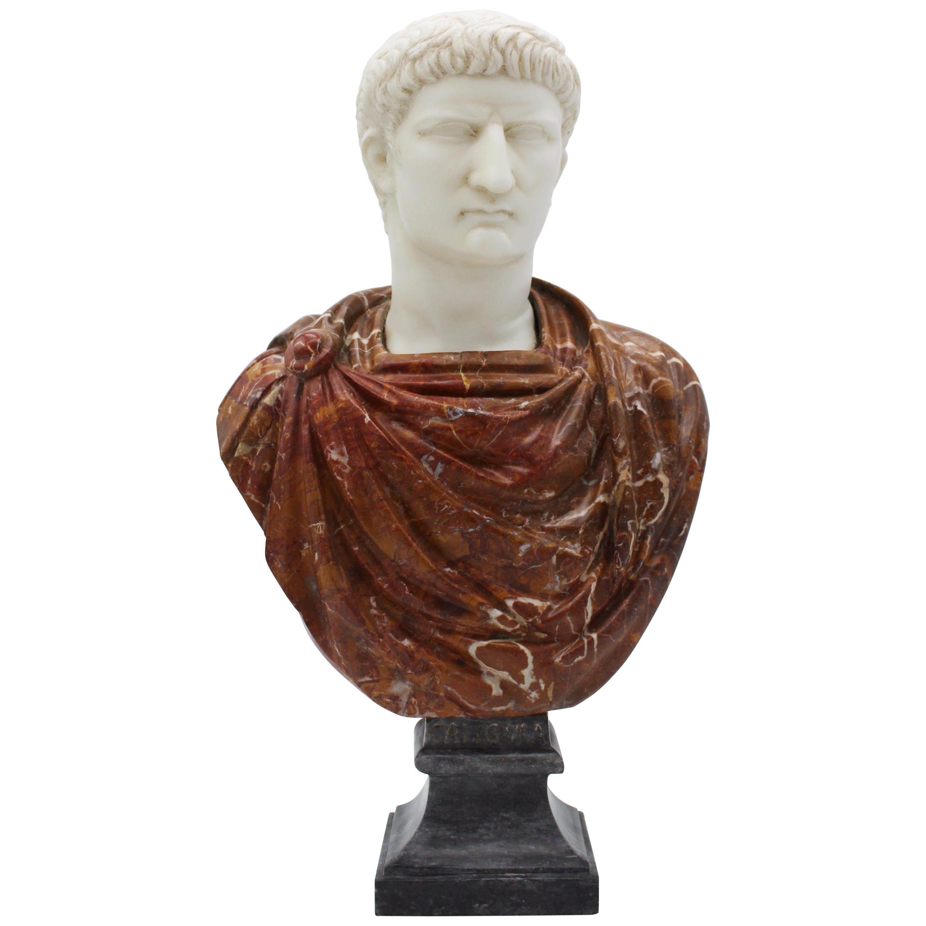 20th Century Italian Marble Sculpture Bust of Emperor Caligula By G.Pace