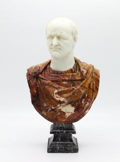 Scultura in marmo del XX secolo con busto dell'imperatore Vespasiano di G.Pace