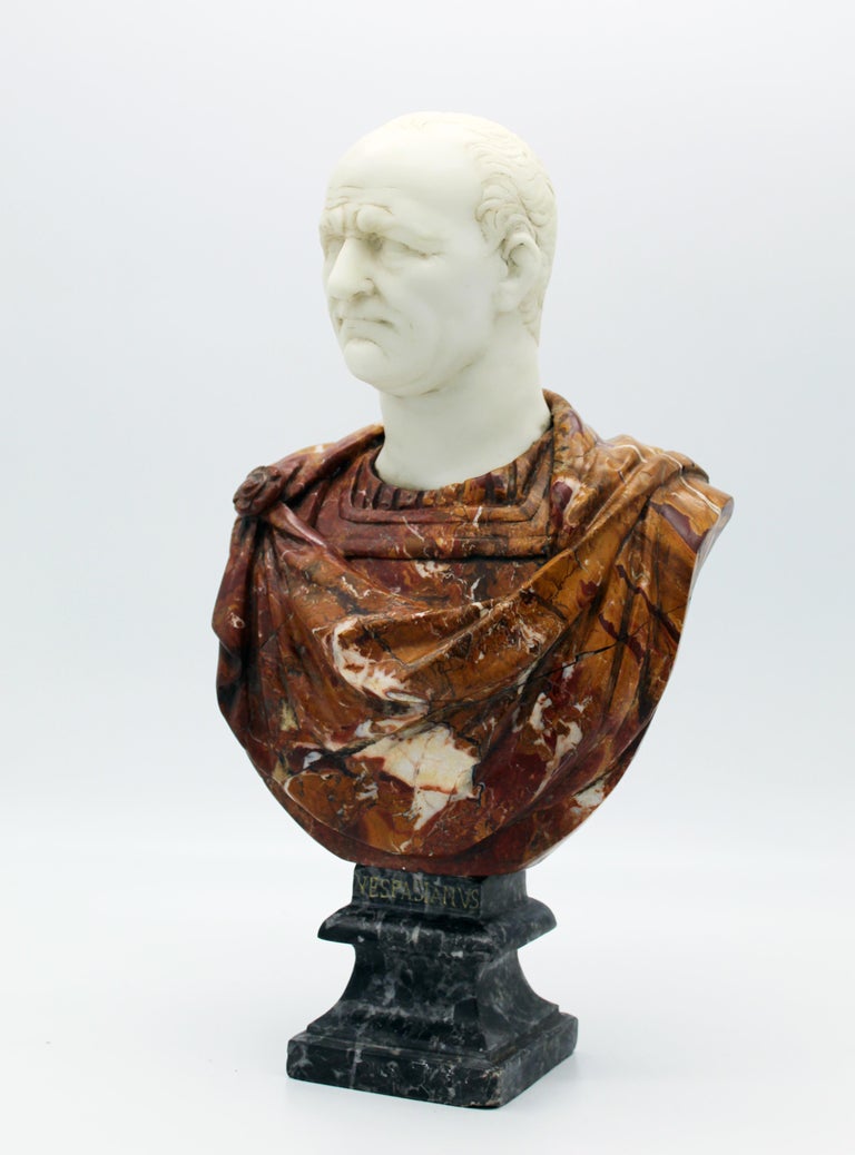 20th Century Italian Marble Sculpture Bust of Emperor Vespasian By G
