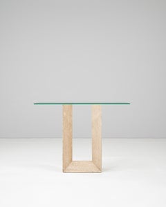 20th Century Italian Marble Side Table With Glass Top