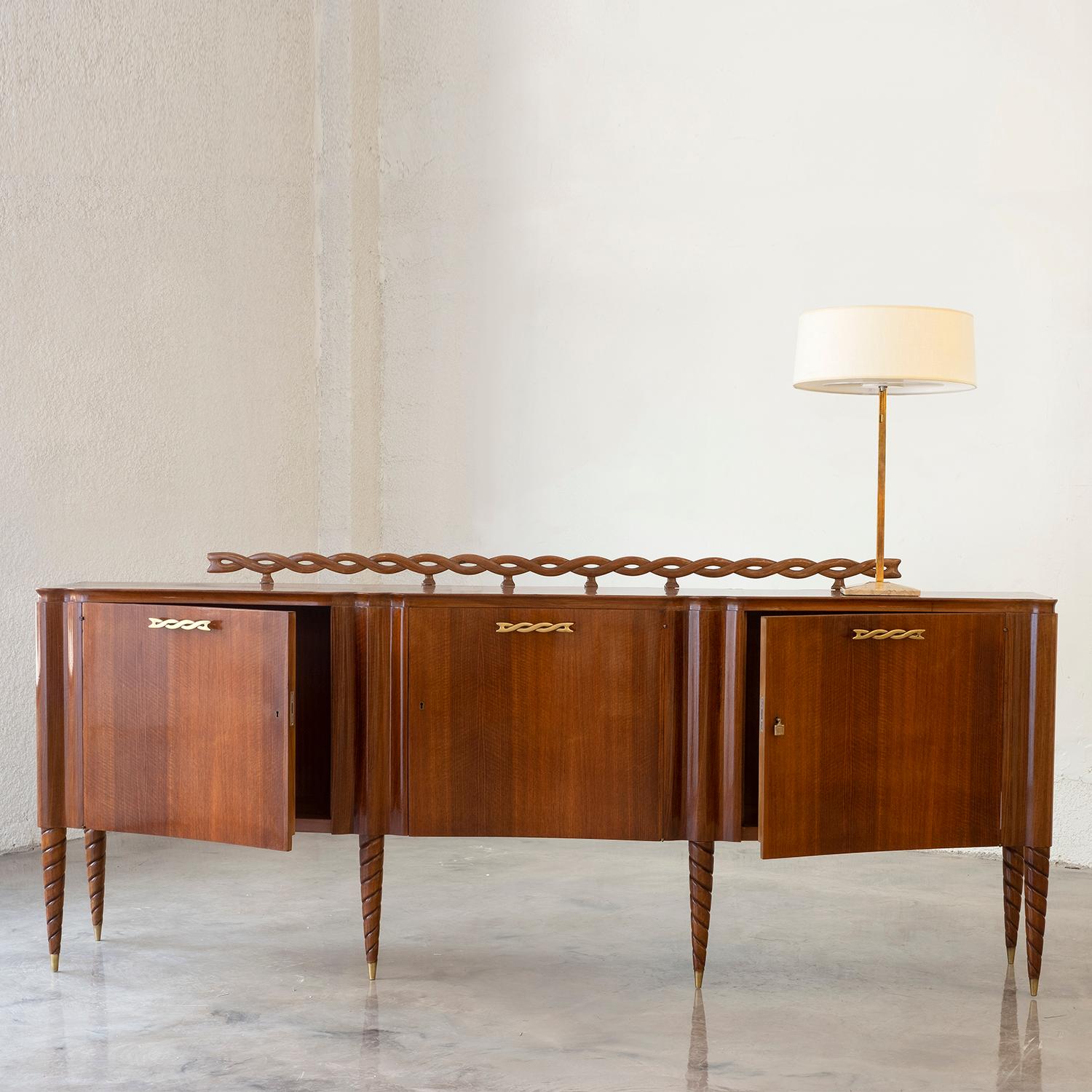 Mid-Century Modern 20th Century Italian Mario Quarti Cabinet, Walnut Sideboard by Paolo Buffa