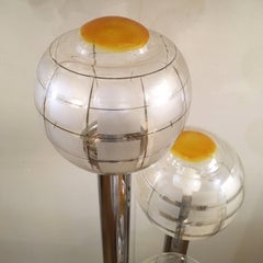 20th Century Italian Mazzega Ground Lamp with Three Blown Murano Glass Spheres