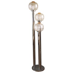 20th Century Italian Mazzega Ground Lamp with Three Blown Murano Glass Spheres