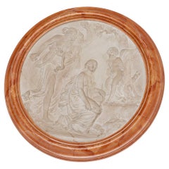 20th-century Italian medallion in plaster, depicting the Judgment of Paris