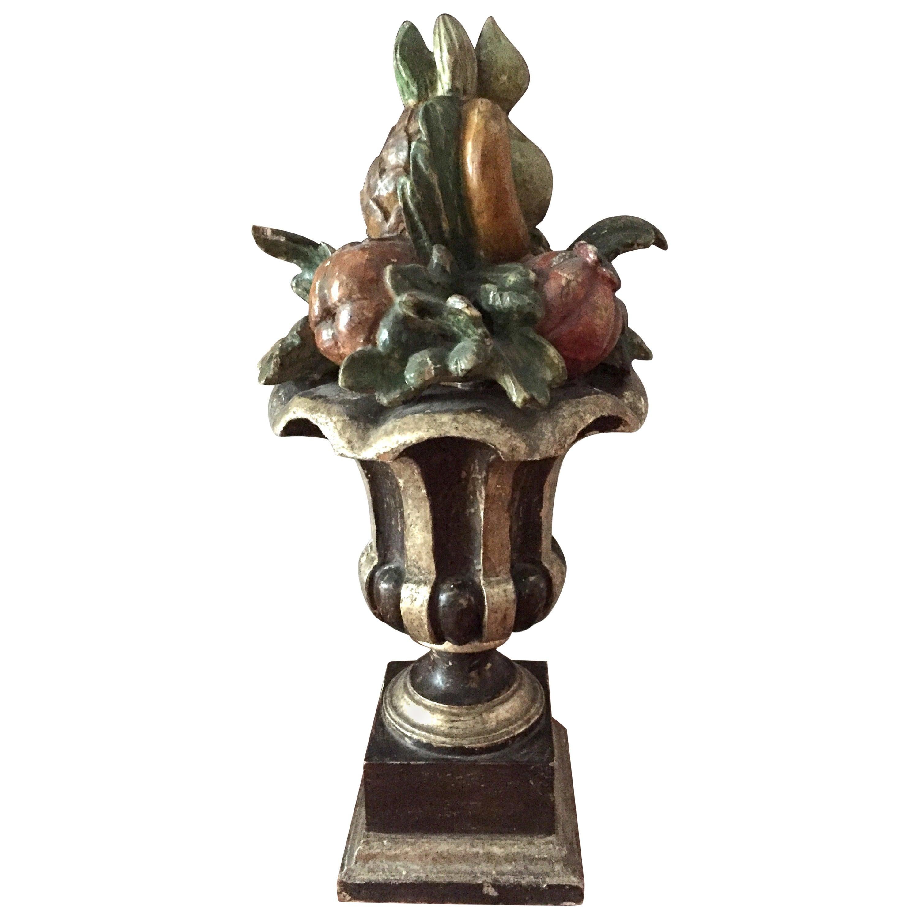 20th Century Florentine Fruit Vase Centerpiece by Italian Bartolozzi Maioli For Sale