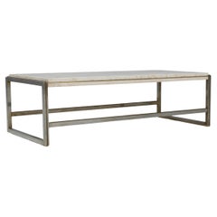 20th Century Italian Metal Coffee Table With Marble Top
