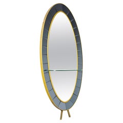 20th Century Italian Mid-Century Cut Crystal Glass Floor Mirror by Cristal Art