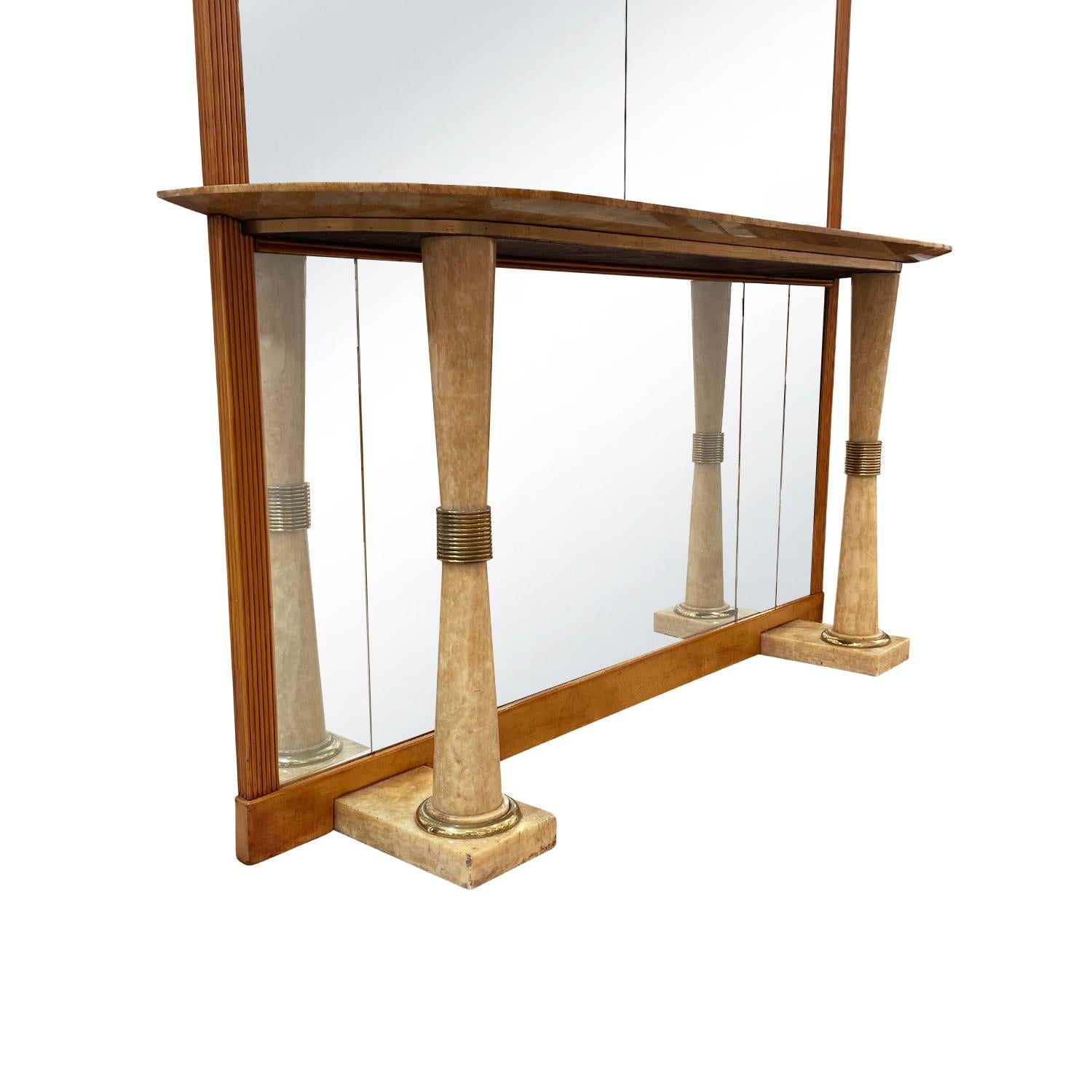 Italienischer Mid-Century-Modern-Konsolentisch und Glas-Wandspiegel aus Marmor des 20. Jahrhunderts (Metall) im Angebot