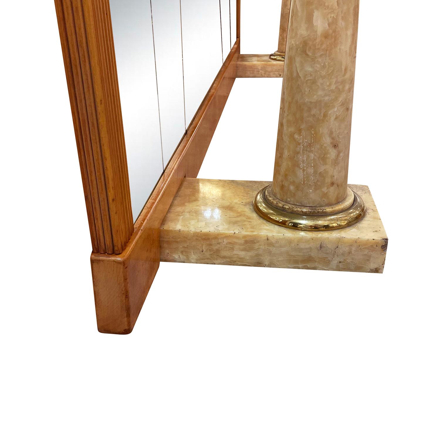 20th Century Italian Mid-Century Modern Marble Console Table & Glass Wall Mirror For Sale 4