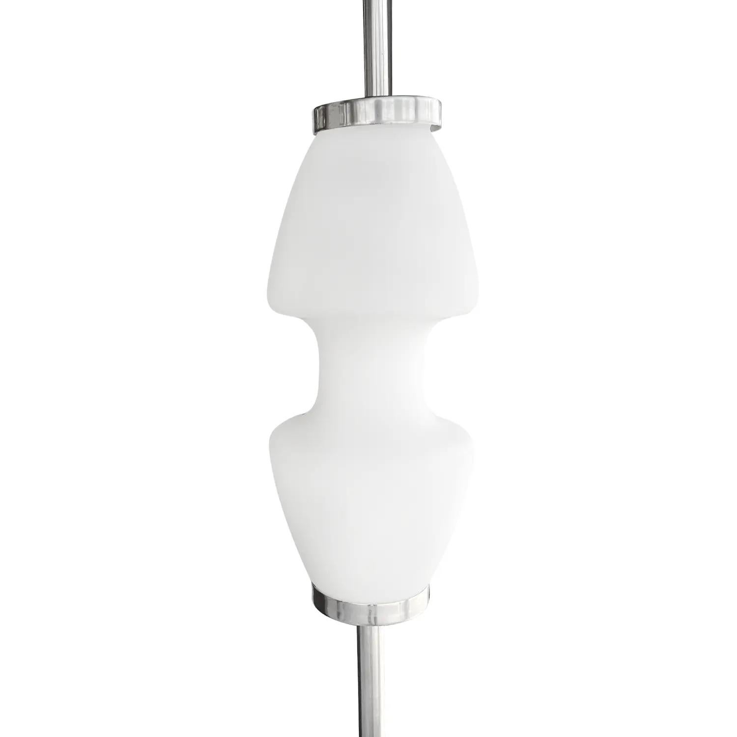 Metal 20th Century Italian Mid-Century Modern Marble, Frosted Opaline Glass Floor Lamp For Sale