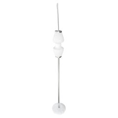 20ème siècle Italien Mid-Century Modern Marble, Frosted Opaline Glass Floor Lamp