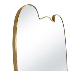 20ème siècle Italian Mid-Century Modernist Vintage Oval Brass Wall Glass Mirror