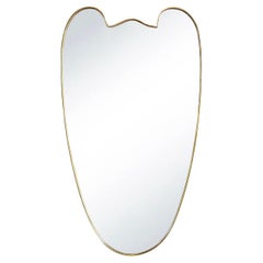 20ème siècle Italian Mid-Century Modernist Vintage Oval Brass Wall Glass Mirror