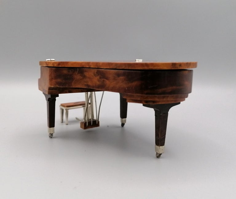 20th Century Italian Miniature Rosewood Grand Piano with Sterling Silver Details For Sale 5