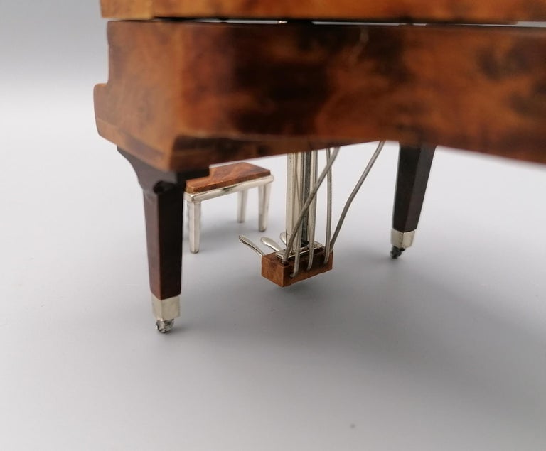 20th Century Italian Miniature Rosewood Grand Piano with Sterling Silver Details For Sale 6