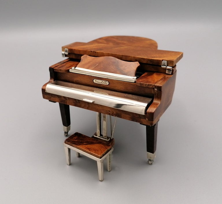 20th Century Italian Miniature Rosewood Grand Piano with Sterling Silver Details For Sale 2