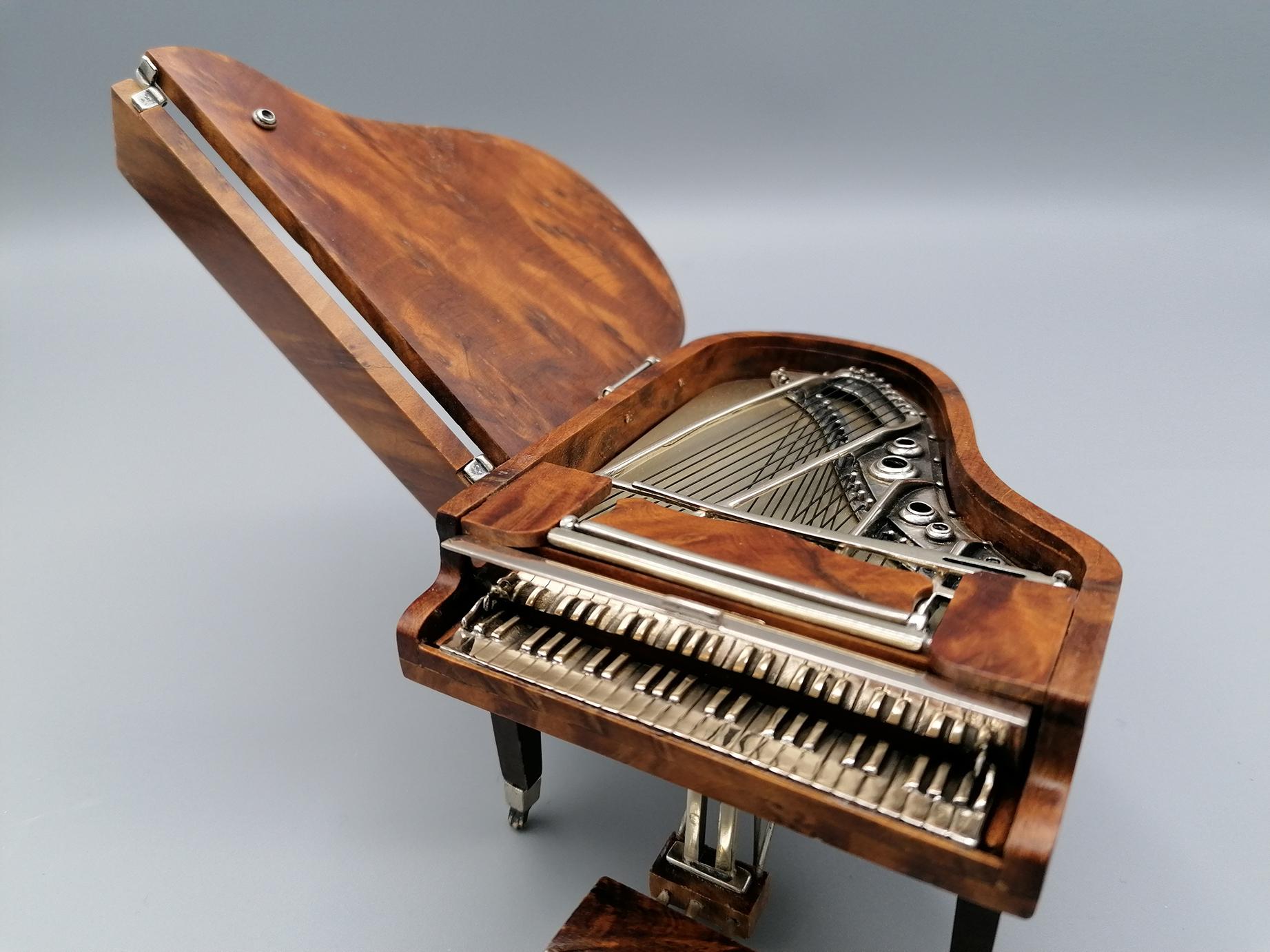 20th Century Italian Miniature Rosewood Grand Piano with Sterling Silver Details 2