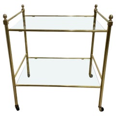 20th Century Italian Modern Brass Side, Serving Table - Vintage Tea Glass Table