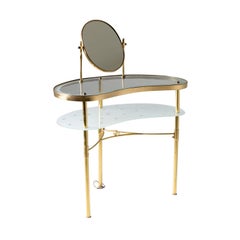 20th Century Italian Modern Demi-Lune Brass Dressing Table by Luigi Brusotti