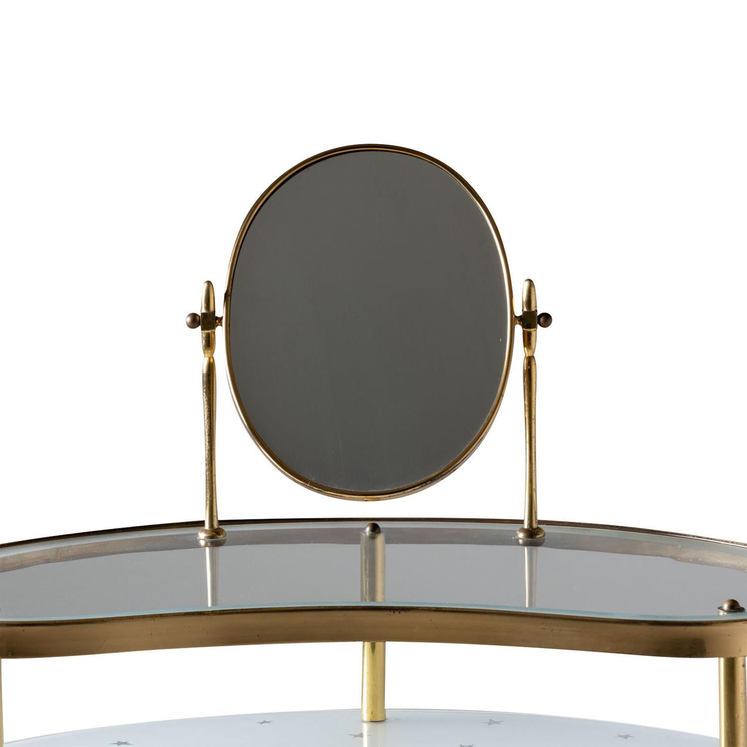 italien Table de toilette Demi-Lune en laiton, Italie du XXe siècle, par Luigi Brusotti en vente
