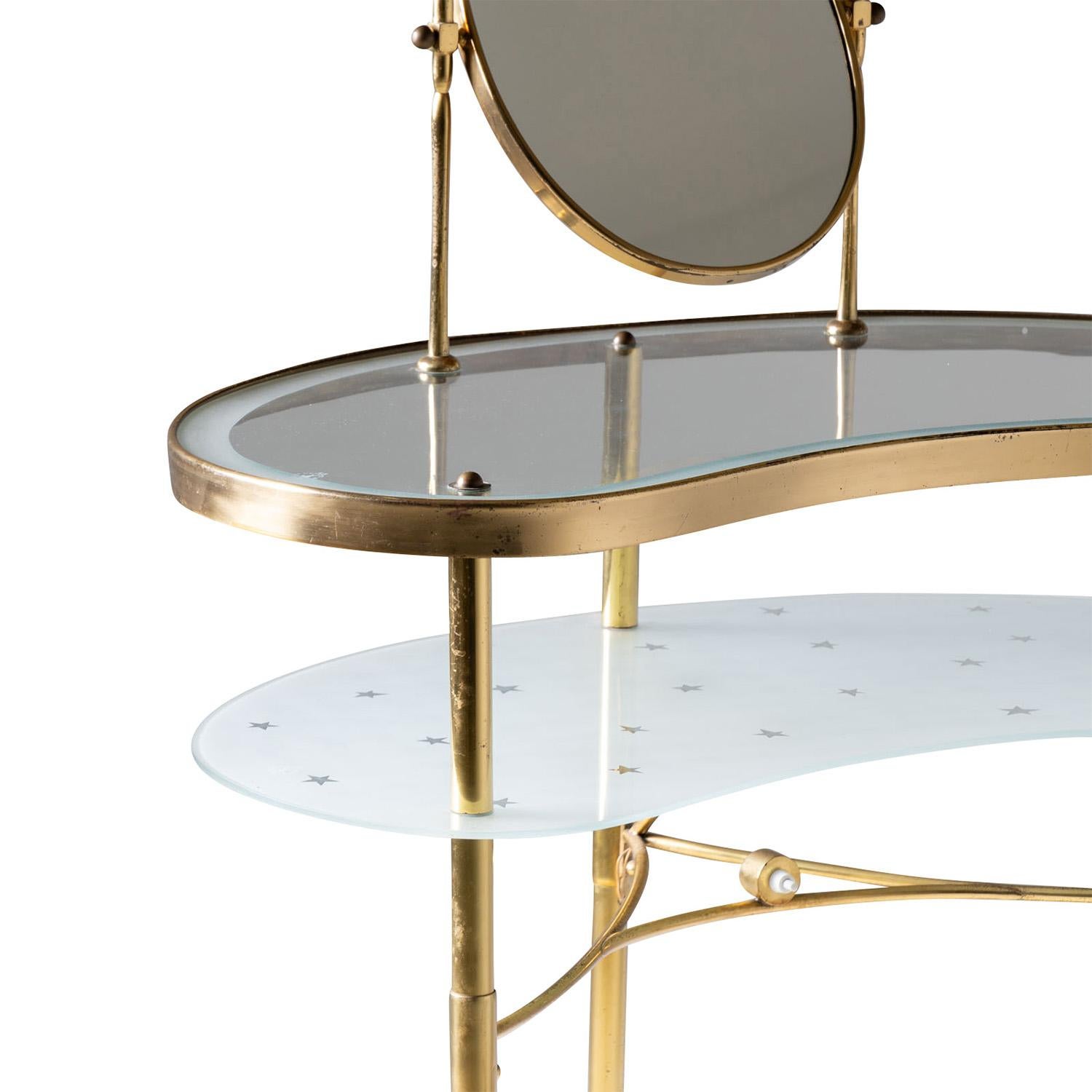 Table de toilette Demi-Lune en laiton, Italie du XXe siècle, par Luigi Brusotti Bon état - En vente à West Palm Beach, FL