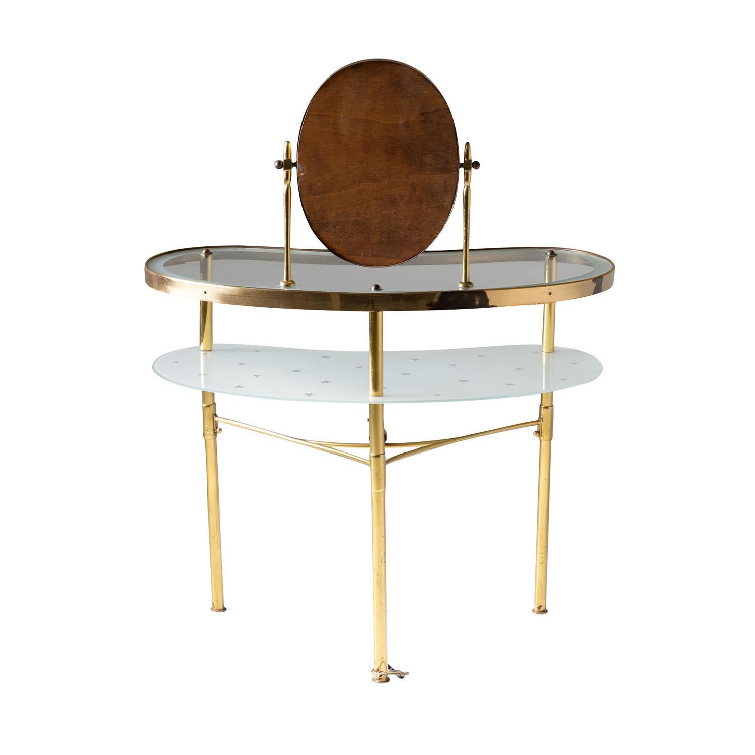 20ième siècle Table de toilette Demi-Lune en laiton, Italie du XXe siècle, par Luigi Brusotti en vente