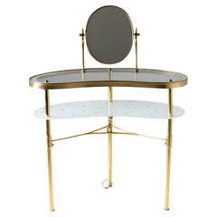Comodino moderno italiano del XX secolo in ottone Demi-Lune di Luigi Brusotti