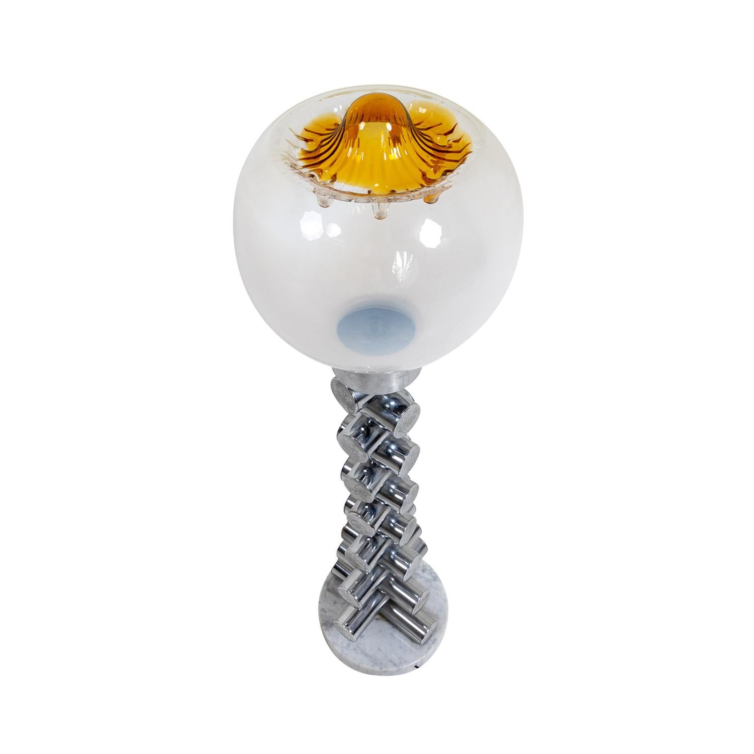 Italienische moderne Mazzega-Stehlampe aus Chrom des 20. Jahrhunderts von Toni Zuccheri (Moderne der Mitte des Jahrhunderts) im Angebot