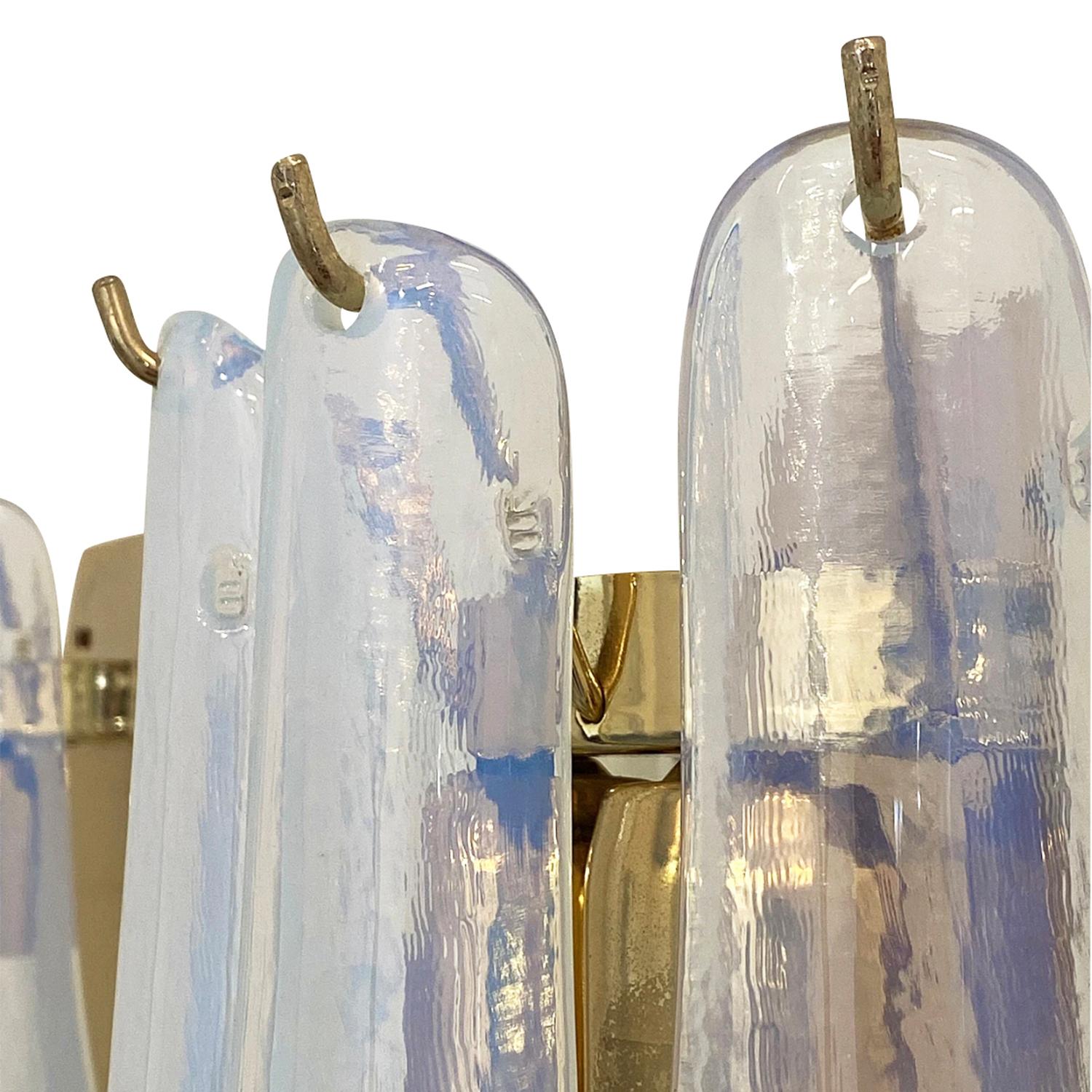 Frosted 20th Century Italian Modern Pair of Murano Glass Wall Sconces by La Murrina For Sale