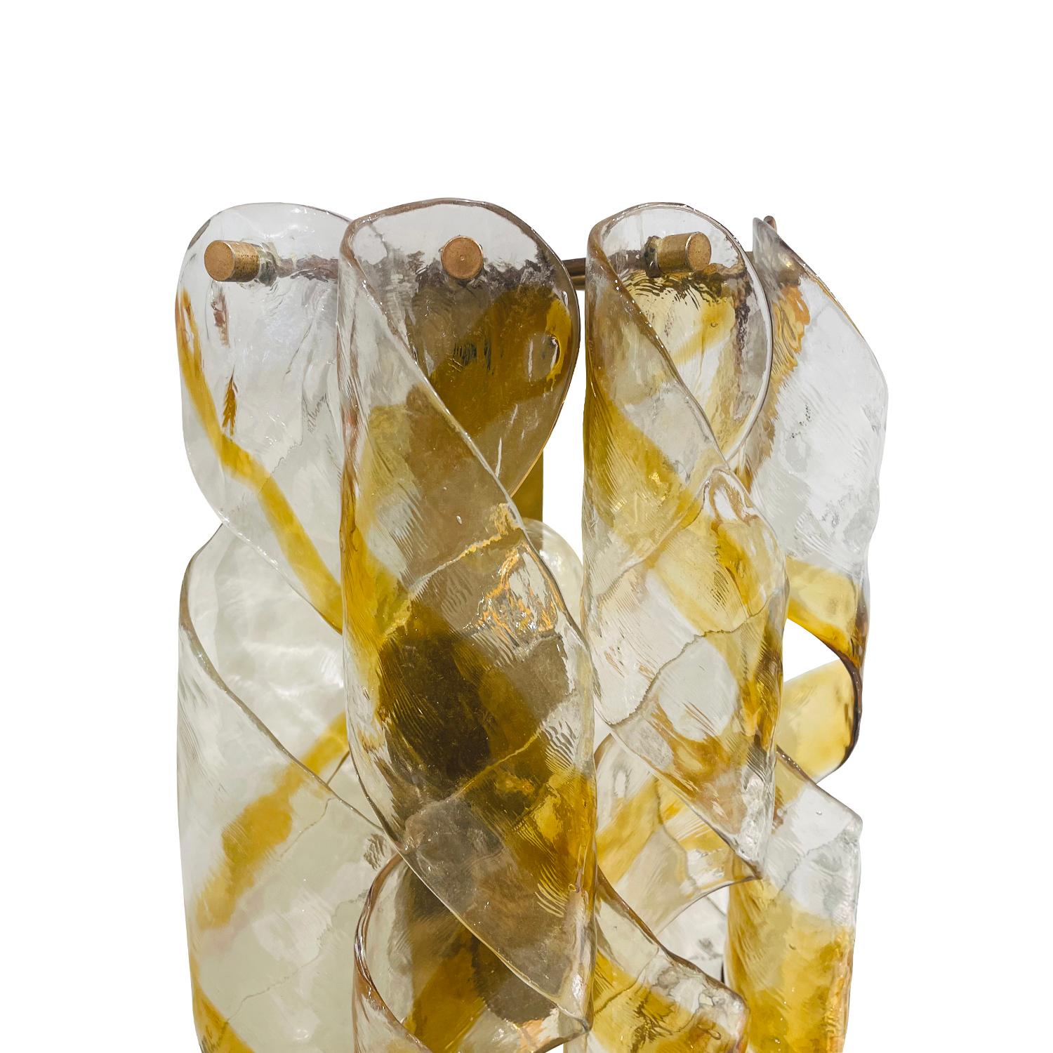 20th Century Italian Modern Pair of Vintage Murano Glass Wall Sconces by Mazzega In Good Condition For Sale In West Palm Beach, FL