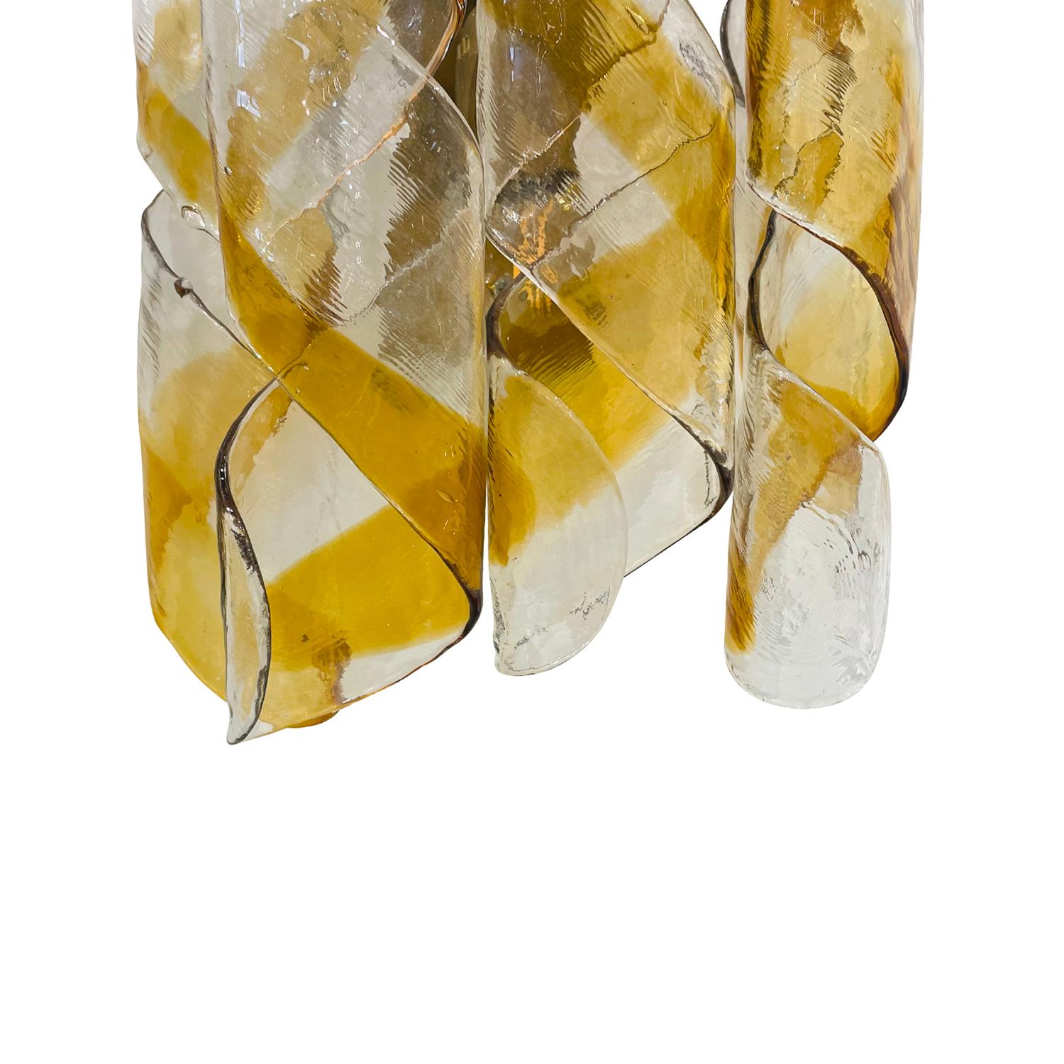 Metal 20th Century Italian Modern Pair of Vintage Murano Glass Wall Sconces by Mazzega For Sale