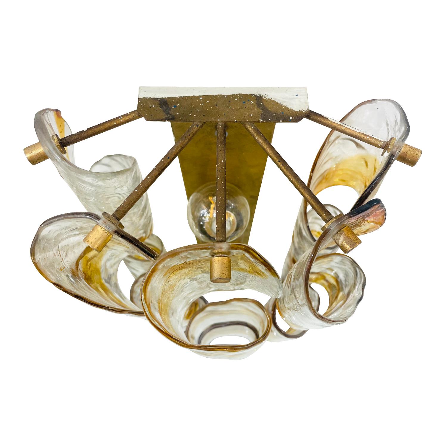 20th Century Italian Modern Pair of Vintage Murano Glass Wall Sconces by Mazzega For Sale 1