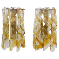 Siglo XX Pareja de apliques de cristal de Murano vintage de Mazzega