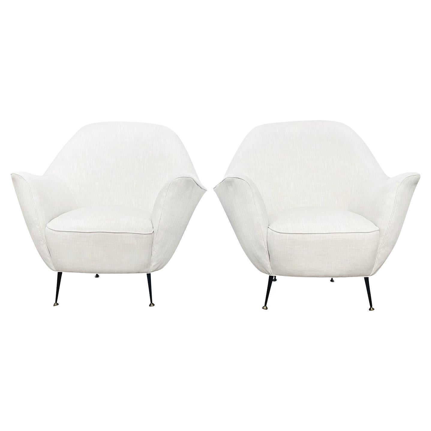 20th Century Italian Modern Pair of Vintage Sculptural Club Chairs