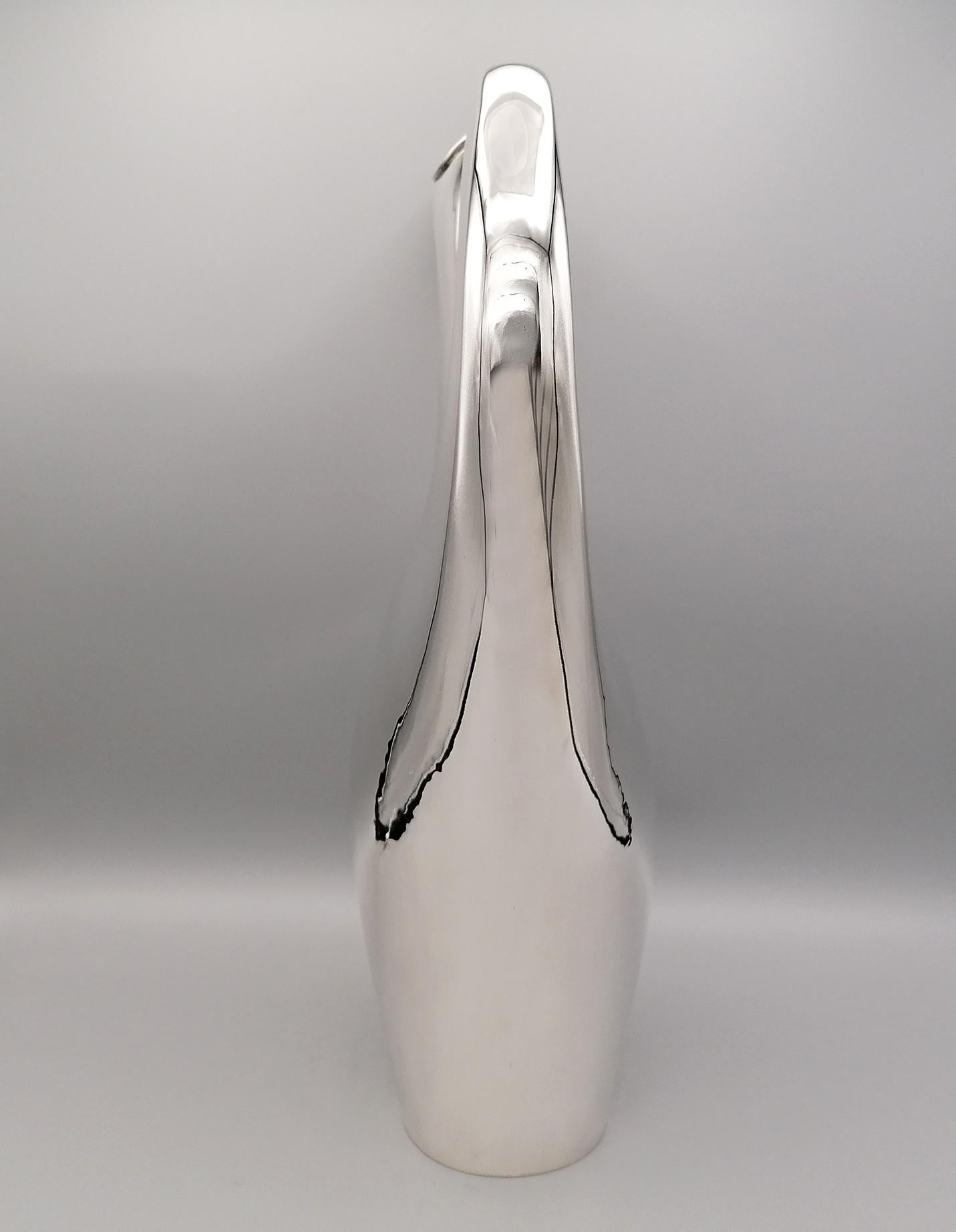 20th Century Italian Modern Silver Jug  fully handmade. Made i Italy In Excellent Condition In VALENZA, IT